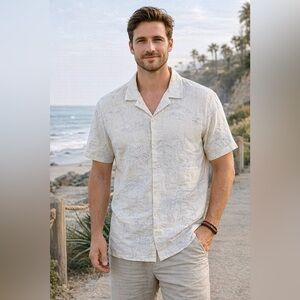 Burnside Button Down Shirt NEW XL Men’s Linen Viscose Palms